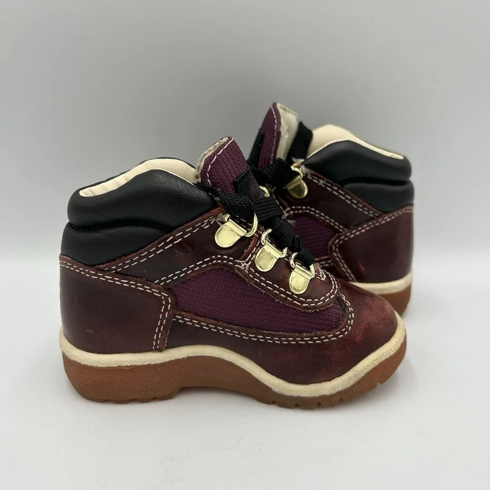 Timberland Toddler Boys Size 6.5 Burgundy Leather Lace Up Field Boots‎